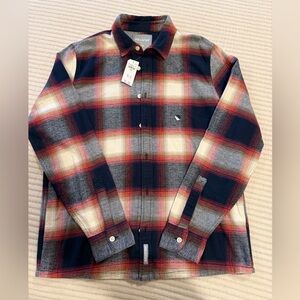 Hollister Men's Plaid Flannel Shirt - Red and Navy